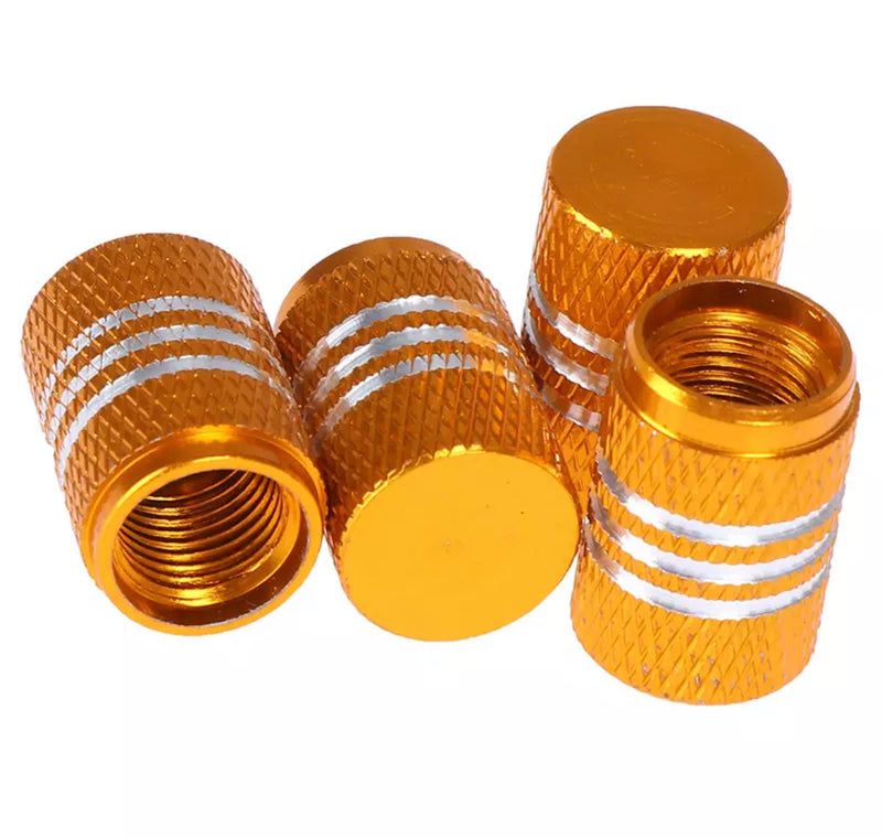 Amber gold tyre valve dust caps