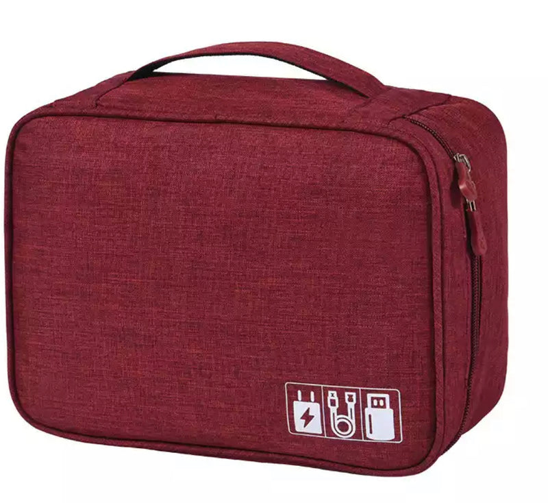 Burgundy red c able & electronics storage bag