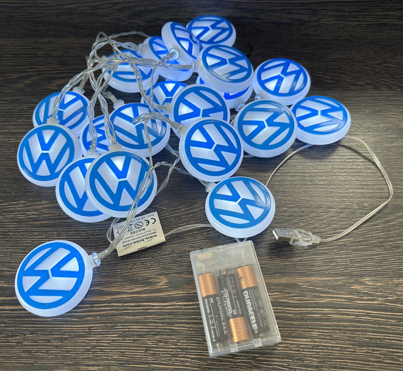 VW Logo LED String Lights (Battery or USB powered)