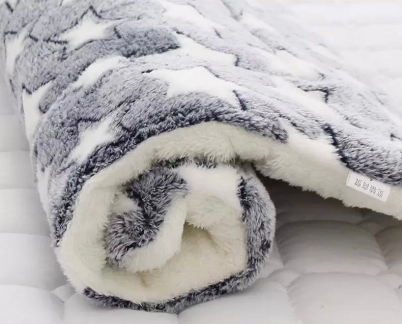 Grey padded dog blanket