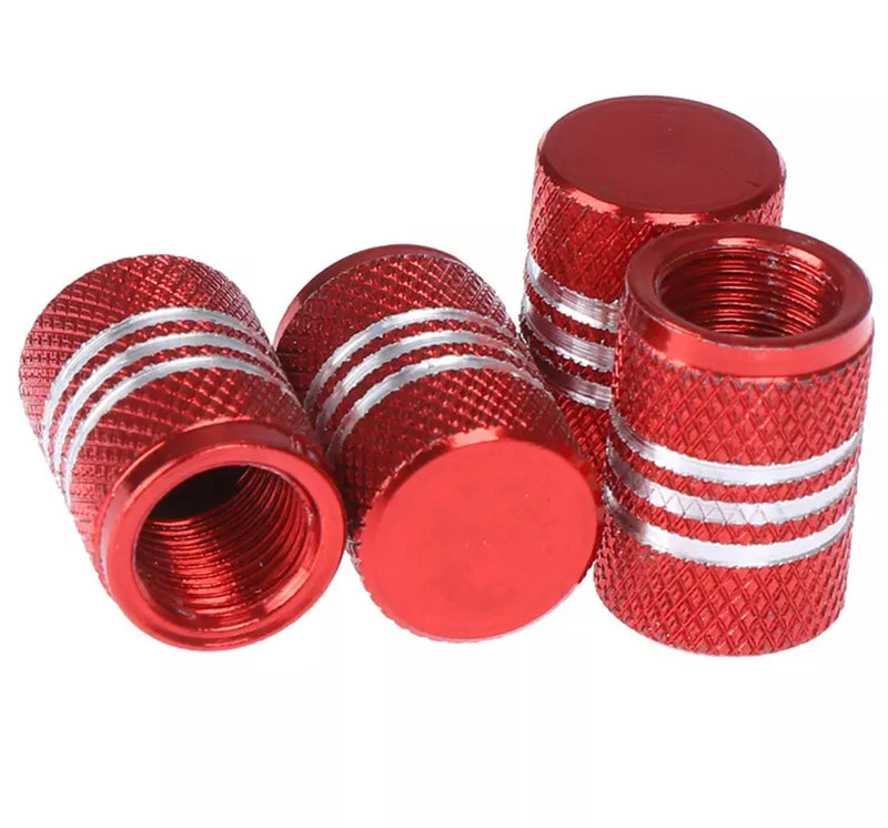 Red aluminium valve dust caps