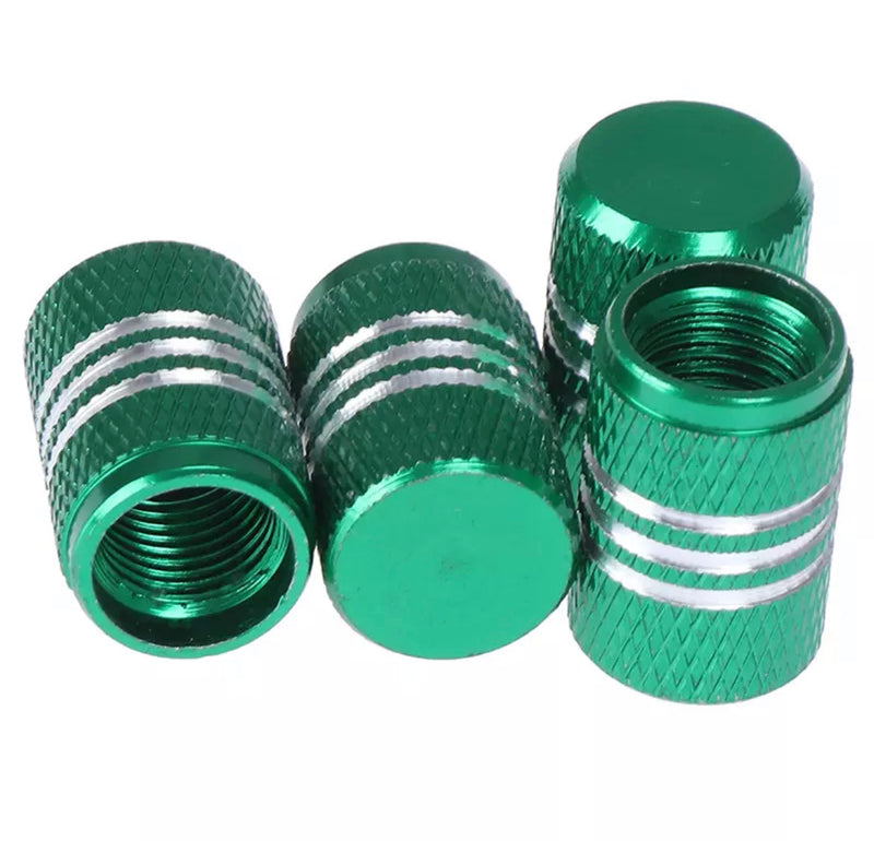 Green tyre valve dust caps