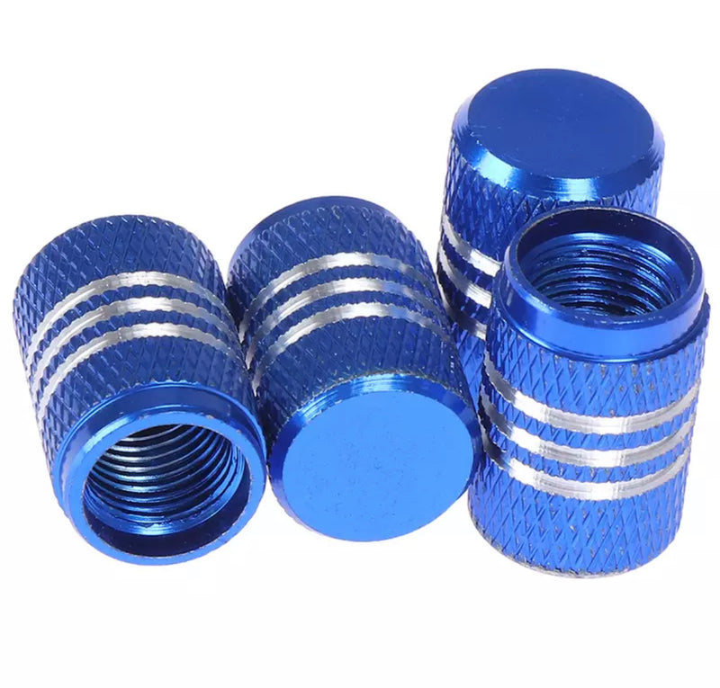 Blue tyre valve dust caps