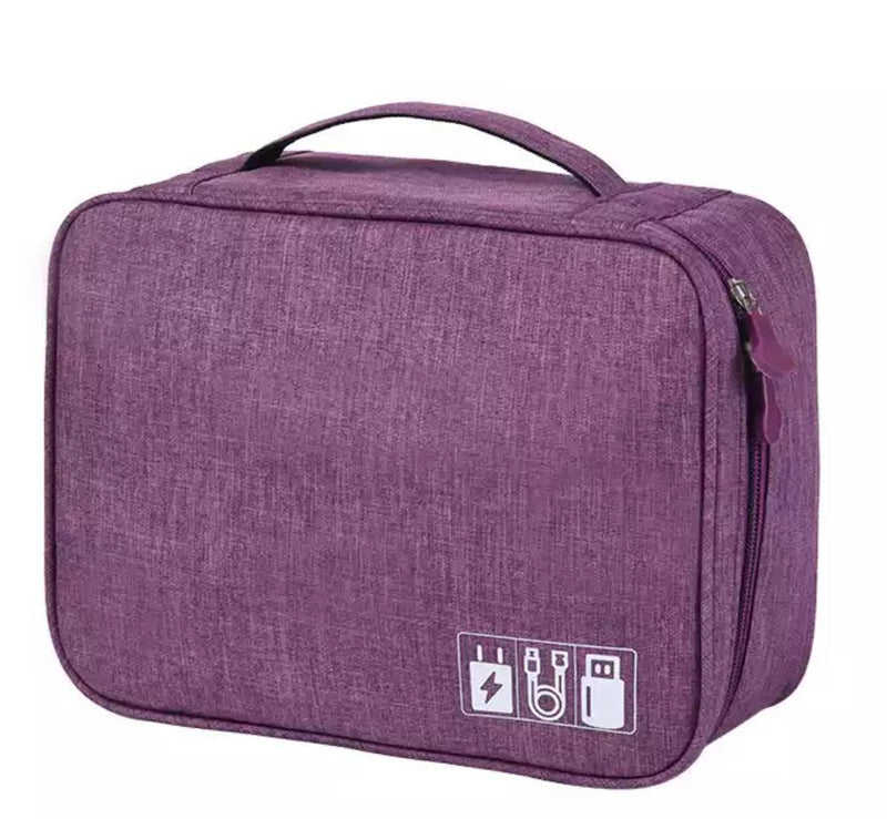 Purple cable & electronics zipped storage bag